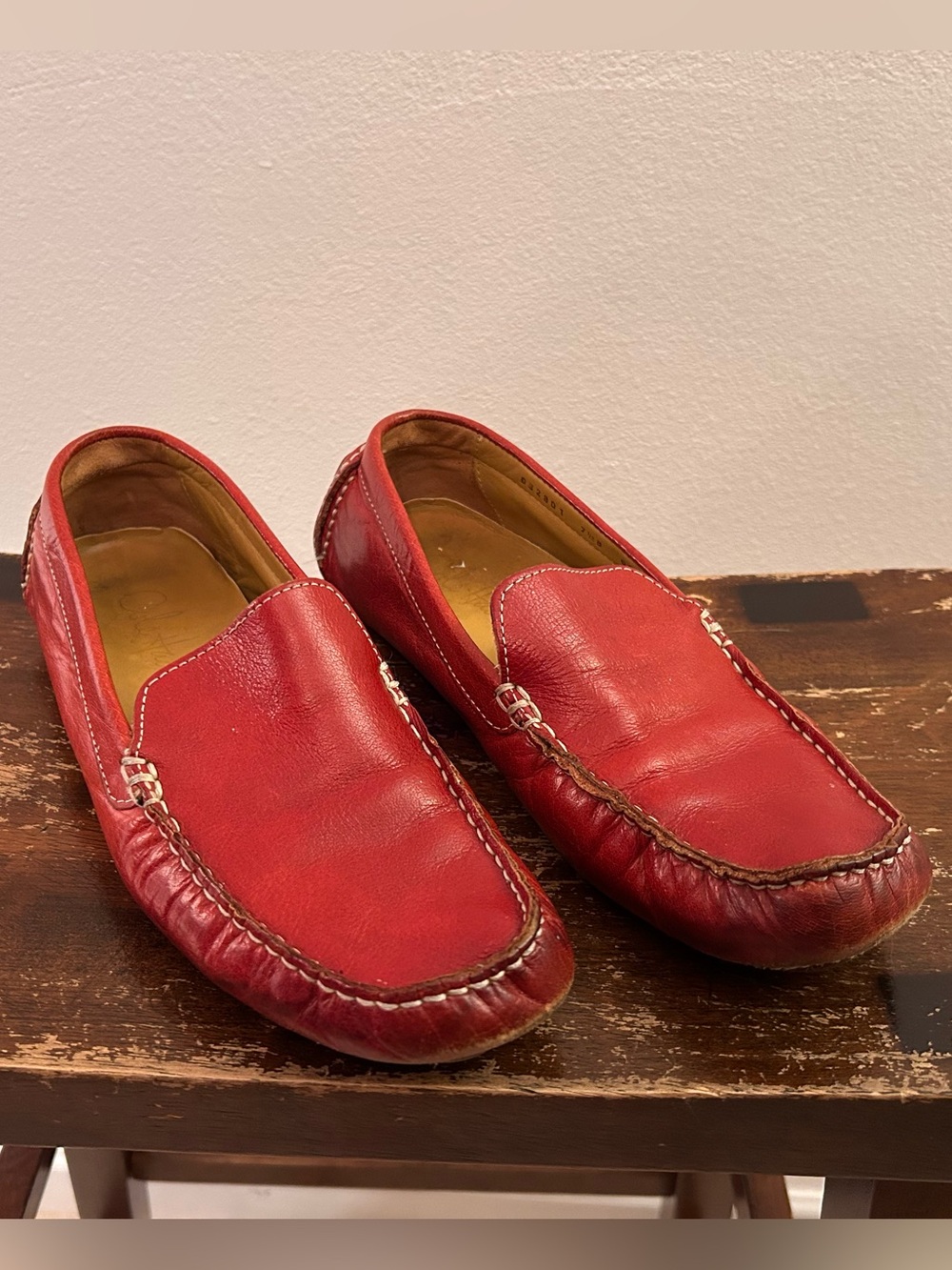Cole Haan Red Leather Women's Driving Loafers